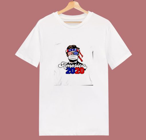 2020 America Usa Abraham Lincoln W Mask Keep Distance 80s T Shirt