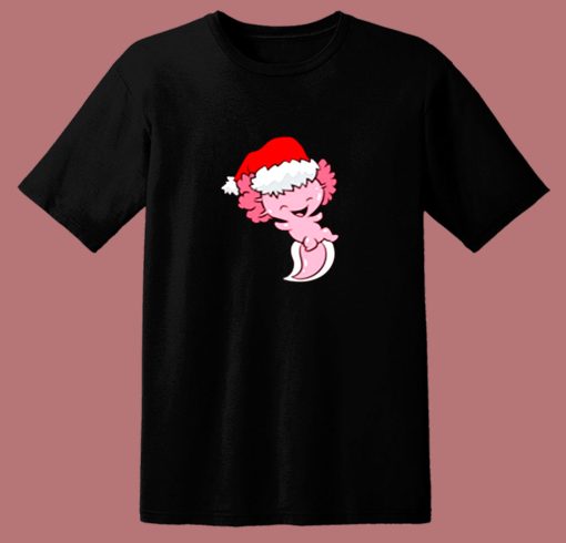 Axolotl With Santa Hat Cute Christmas 80s T Shirt