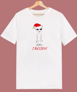 Believe Alien Christmas 80s T Shirt