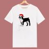 Boston Terrier In Santa Hat Christmas 80s T Shirt