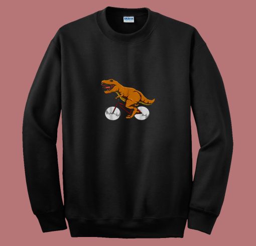 Cycling Dinosaur T Rex Riding Road Bike Mtb 80s Sweatshirt