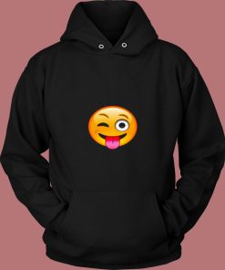 Emoticon Tongue Out Emoji With Winking Eye Smiley 80s Hoodie