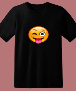 Emoticon Tongue Out Emoji With Winking Eye Smiley 80s T Shirt