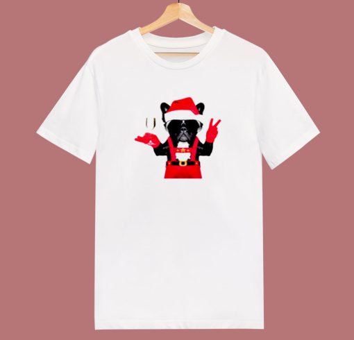 French Bulldog Santa Style 80s T Shirt