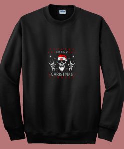 Heavy Metal Christmas Skull Santa 80s Sweatshirt