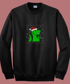 Jurassic Christmas Green Dino 80s Sweatshirt