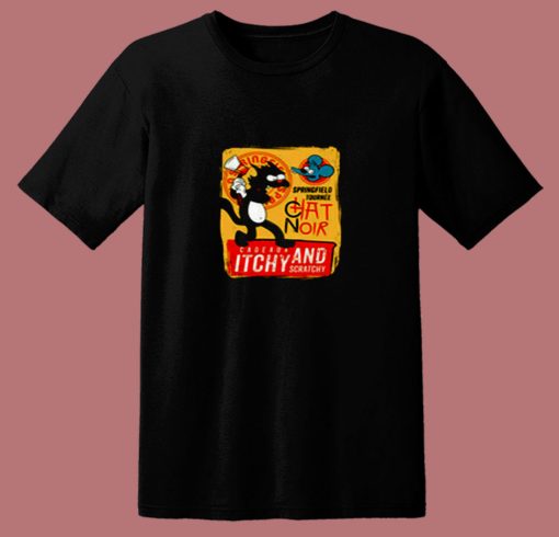 Le Chat Noir Cat Itchy Andscratchy Show 80s T Shirt
