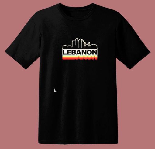 Lebanon Skyline Vintage Retro 80s T Shirt