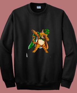 Leprechaun Dabbing Cat 80s Sweatshirt