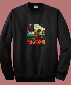 Mac Miller Piano Cartooon Cool 80s Sweatshirt