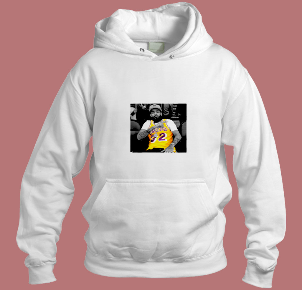 Nipsey Hussle Wearing Magic Johnson La Lakers Jersey Aesthetic Hoodie Style  