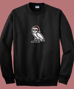Ovo Holiday Santa Owl Funny 80s Sweatshirt