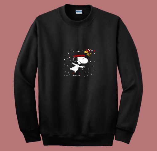 Peanuts Snoopy And Woodstock Skate Holiday 80s Sweatshirt