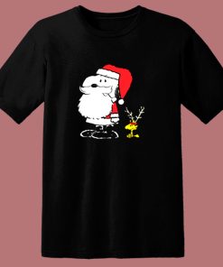 Peanuts Snoopy Woodstock Antlers Santa Claus 80s T Shirt