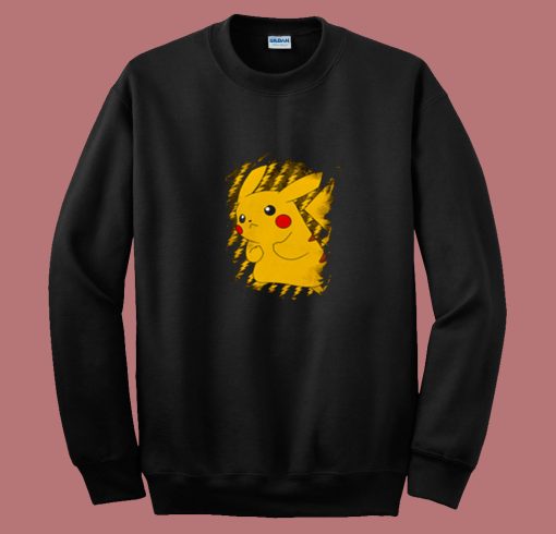 Pokemon Pikachu Brushy Graphic 80s Sweatshirt
