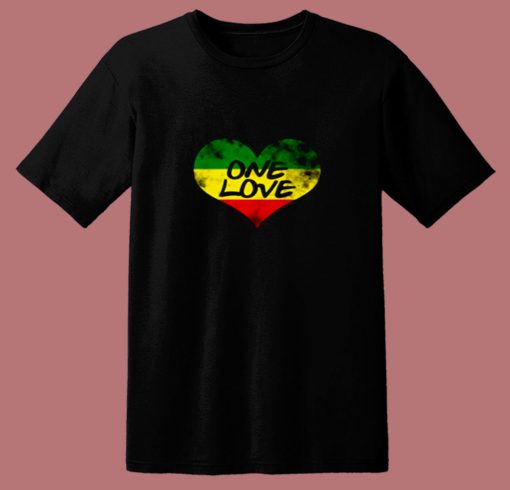 Rastafari One Love Vintage Jamaican Heart 80s T Shirt