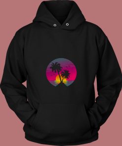 Retro 80s Aesthetic Sunset In A Circle 80s Hoodie