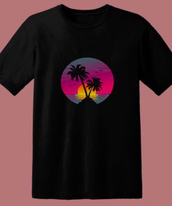 Retro 80s Aesthetic Sunset In A Circle 80s T Shirt