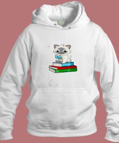 Siamese Cat Loves Books Aesthetic Hoodie Style