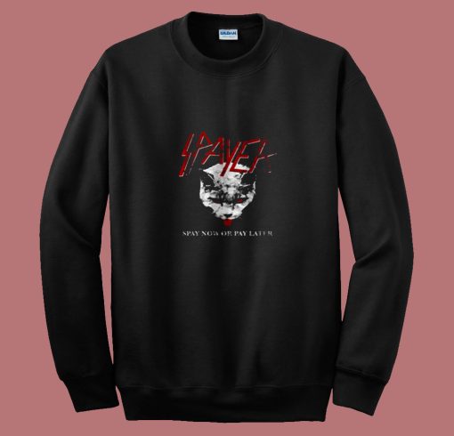 Spayer Funny Vintage Style Slayer Parody Cat 80s Sweatshirt