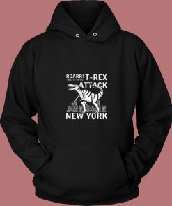 T Rex Attacks New York 80s Hoodie