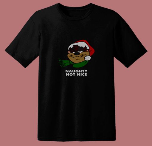 Tasmanian Devil Naughty Not Nice Christmas 80s T Shirt