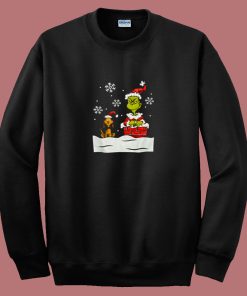 The Grinch And Dog Stole Christmas Funny 80s Sweatshirt