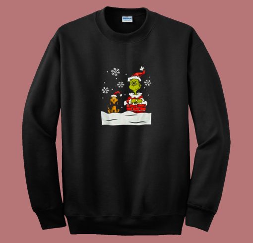 The Grinch And Dog Stole Christmas Funny 80s Sweatshirt