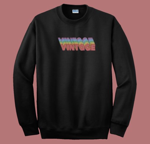 Vintage Texted Rainbow 80s Sweatshirt