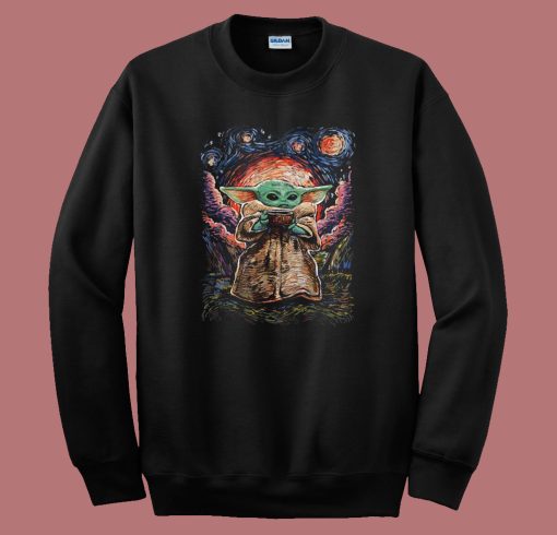 Starry Night Baby Yoda 80s Sweatshirt