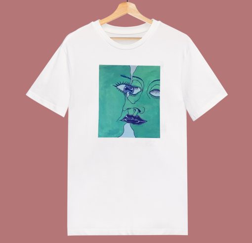 Two Green Faces 80s T Shirt Style