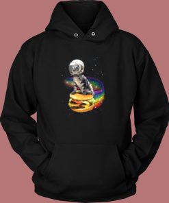 Astronaut Cat Rainbow Burger Hoodie Style