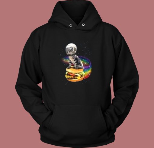 Astronaut Cat Rainbow Burger Hoodie Style