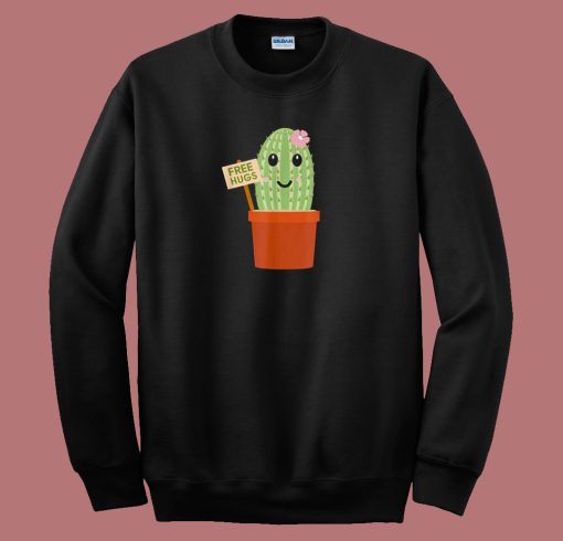 Cactus Free Hugs Funny 80s Sweatshirt