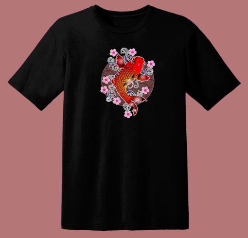 Japanese Koi Fish Cherry Blossom 80s T Shirt Style
