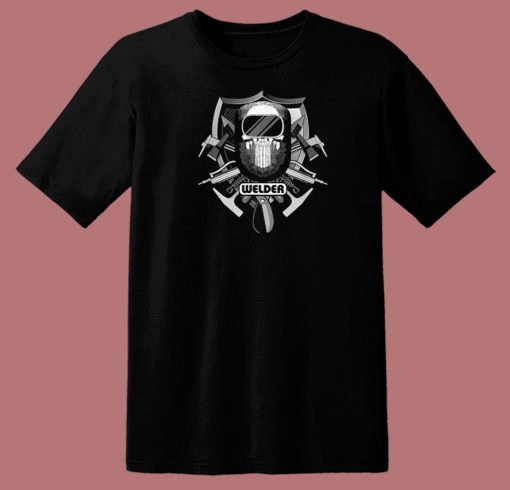 Welder Skull Mask With Fabricator 80s T Shirt Style