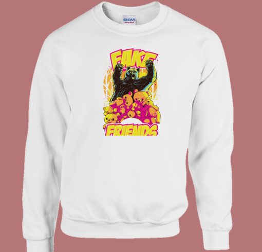 Fake Friends Trendy Bears Graphic 80s Sweatshirt