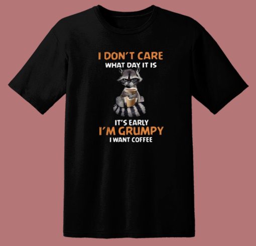 Grumpy Fox Want Coffee 80s T Shirt Style