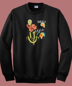 Inhale Exhale Skull Graphic 80s Sweatshirt