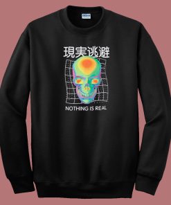 Nothing Is Real Kanji Skull Graphic 80s Sweatshirt