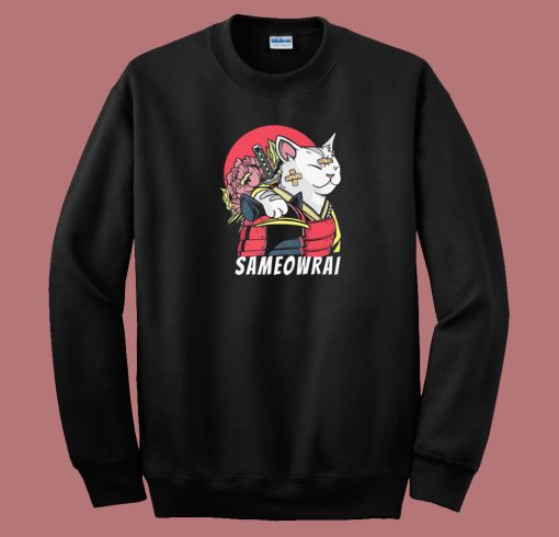 Sameowrai Anime Funny 80s Sweatshirt