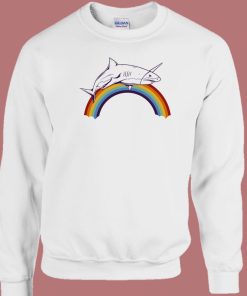 Shark Rainbow Graphic 80s Sweatshirt