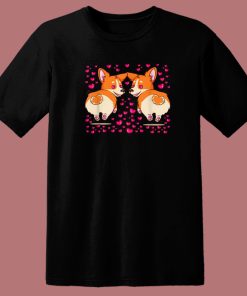 Valentines With Corgi Cute Hearts 80s T Shirt Style