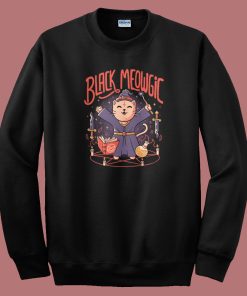 Black Meowgic Cute Evil 80s Sweatshirt