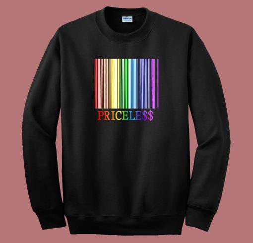 Rainbow Pride Priceless Barcode 80s Sweatshirt