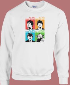 The Beatles And Baby Yoda 80s Sweatshirt On Sale