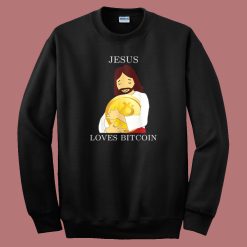 Jesus Love Bitcoin Funny Sweatshirt On Sale