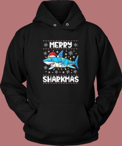 Sharkmas Shark Santa Hat Hoodie Style