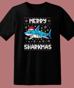 Sharkmas Shark Santa Hat T Shirt Style