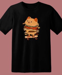Burger Cat Is Skater T Shirt Style
